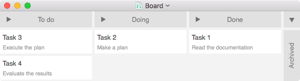 Example Kanban board